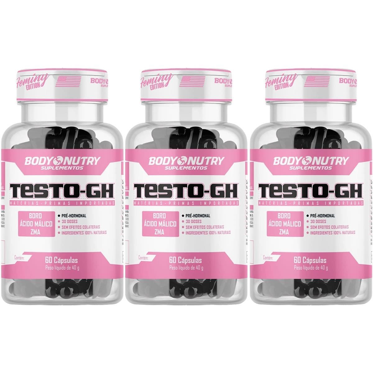 Kit 3X Testo GH Feminy - 60 C�psulas - Body Nutry