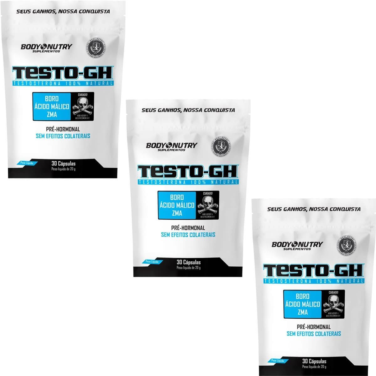 Kit 3X Testo GH - Refil 30 C�psulas - Body Nutry