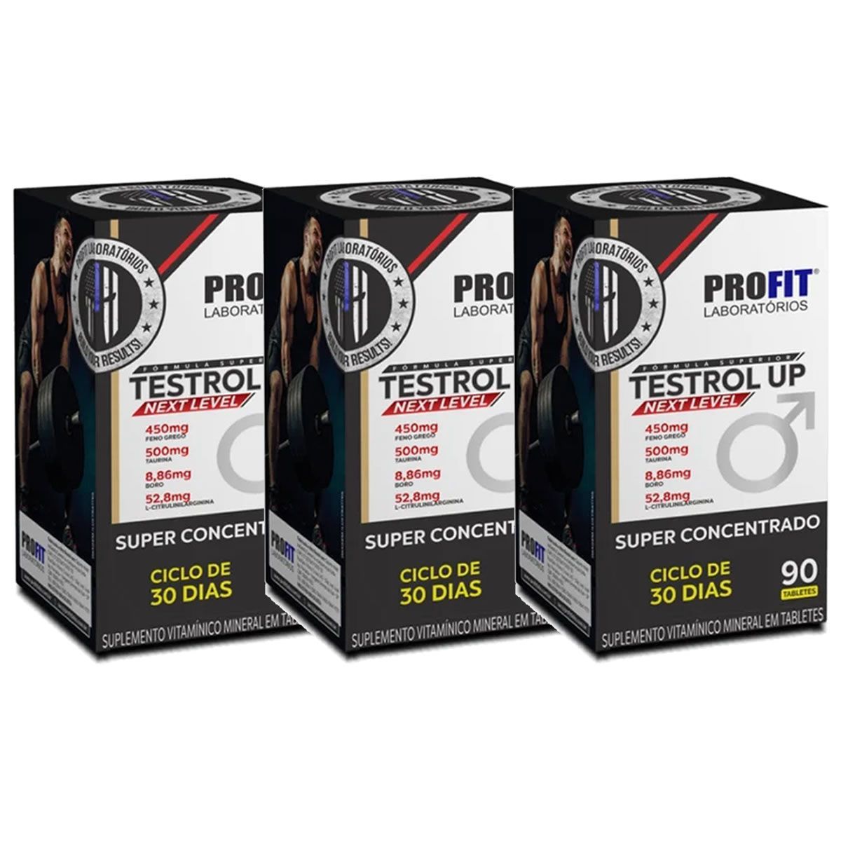 Kit 3X Testrol Up Next Level - 90 Tabletes - ProFit