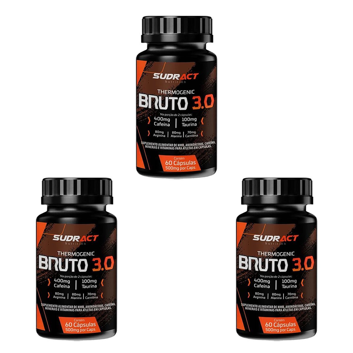 Kit 3X Thermogenic Bruto 3.0 - 60 C�psulas - Sudract Nutrition