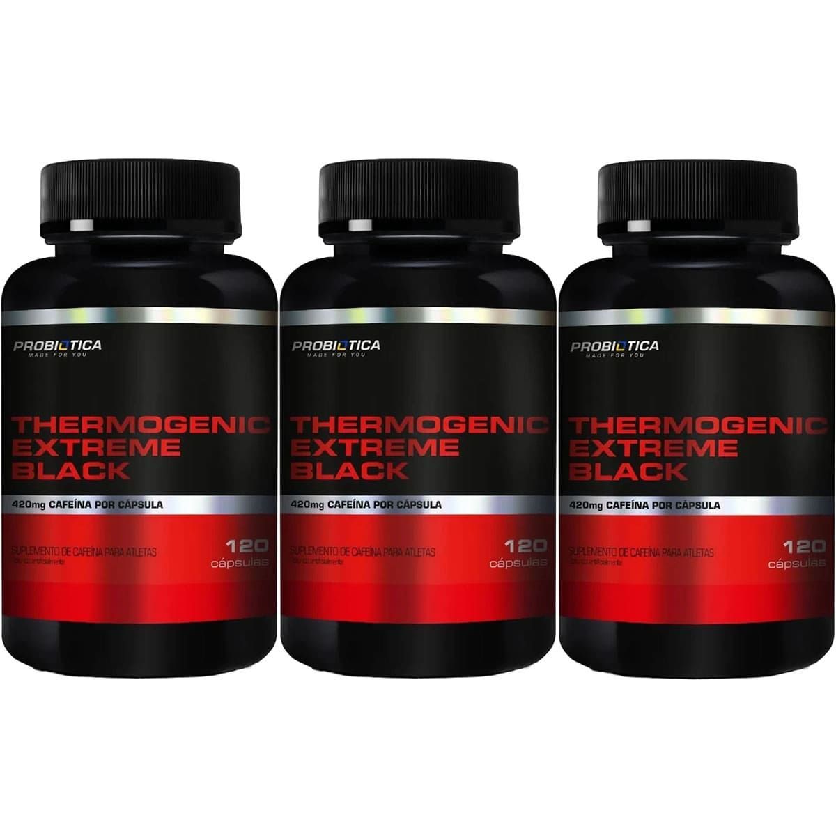 Kit 3X Thermogenic Extreme Black - 120 C�psulas - Probi�tica