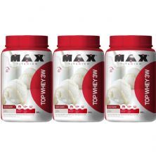 Kit 3X Top Whey 3W Mais Sabor - 900g Leite - Max Titanium