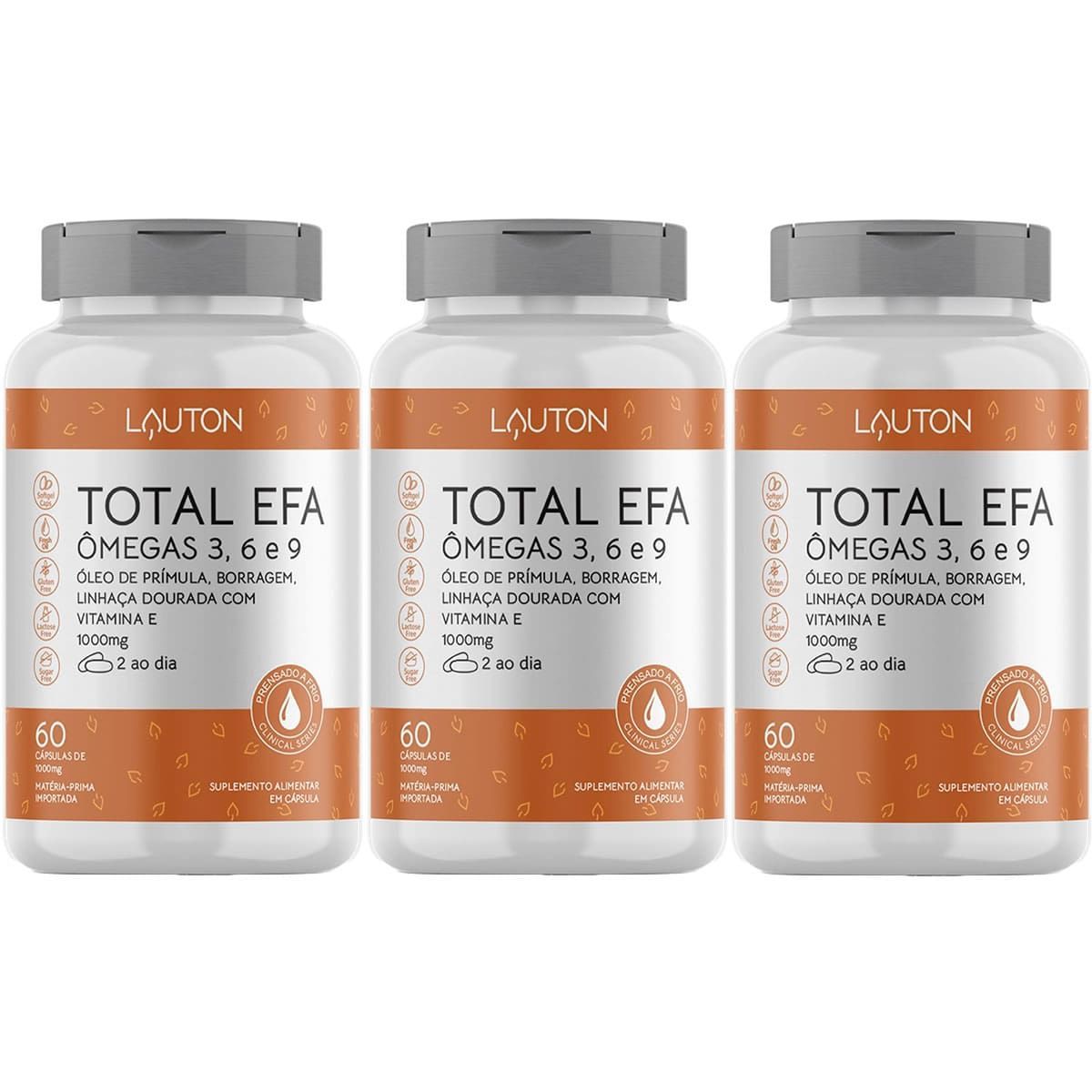 Kit 3X Total Efa �megas 3, 6 e 9  - 60 C�psulas - Lauton Nutrition