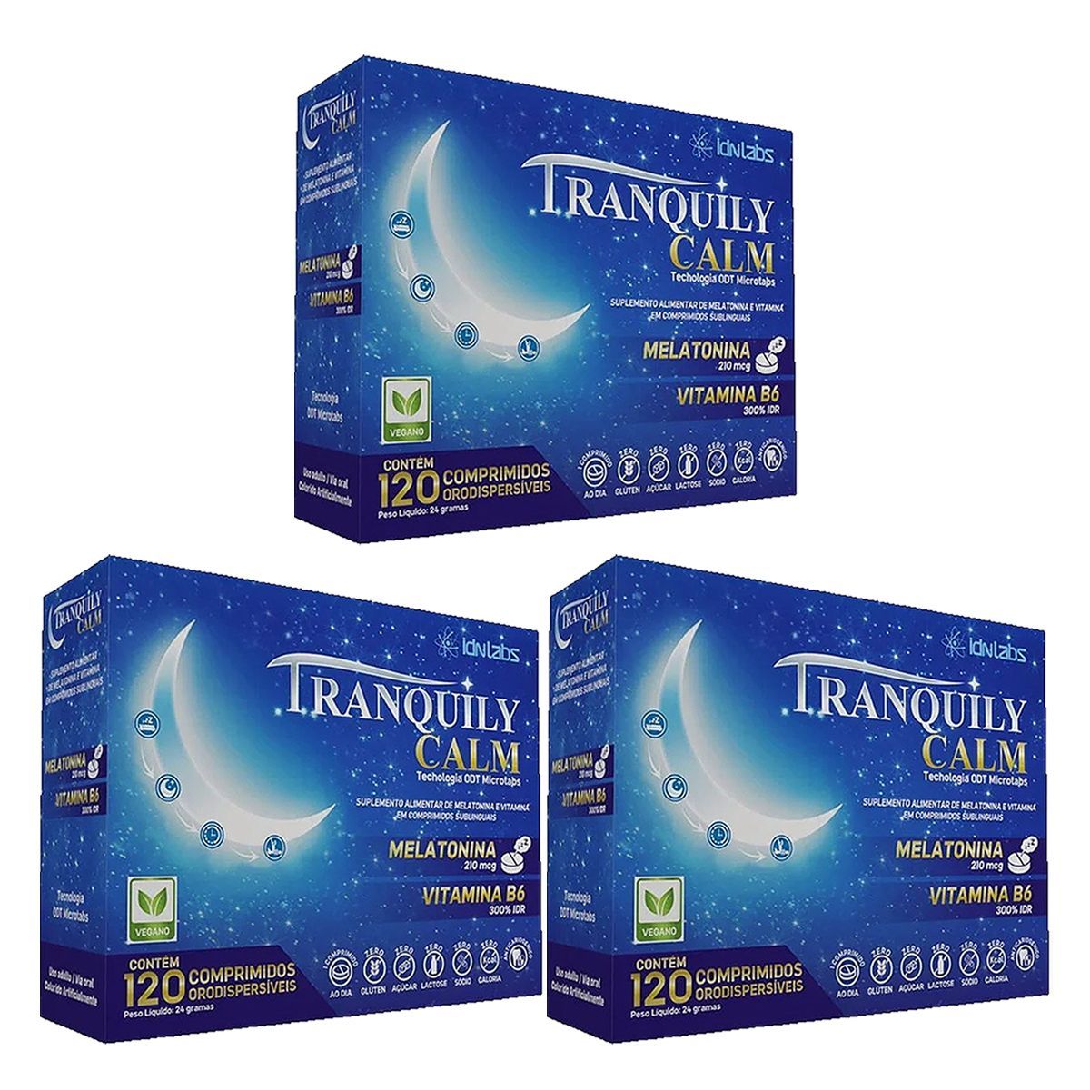 Kit 3X Tranquily Calm - 120 Comprimidos - IDN Labs