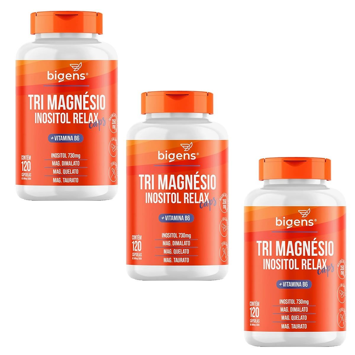 Kit 3X Tri Magn�sio Inositol - 120 C�psulas - Bigens