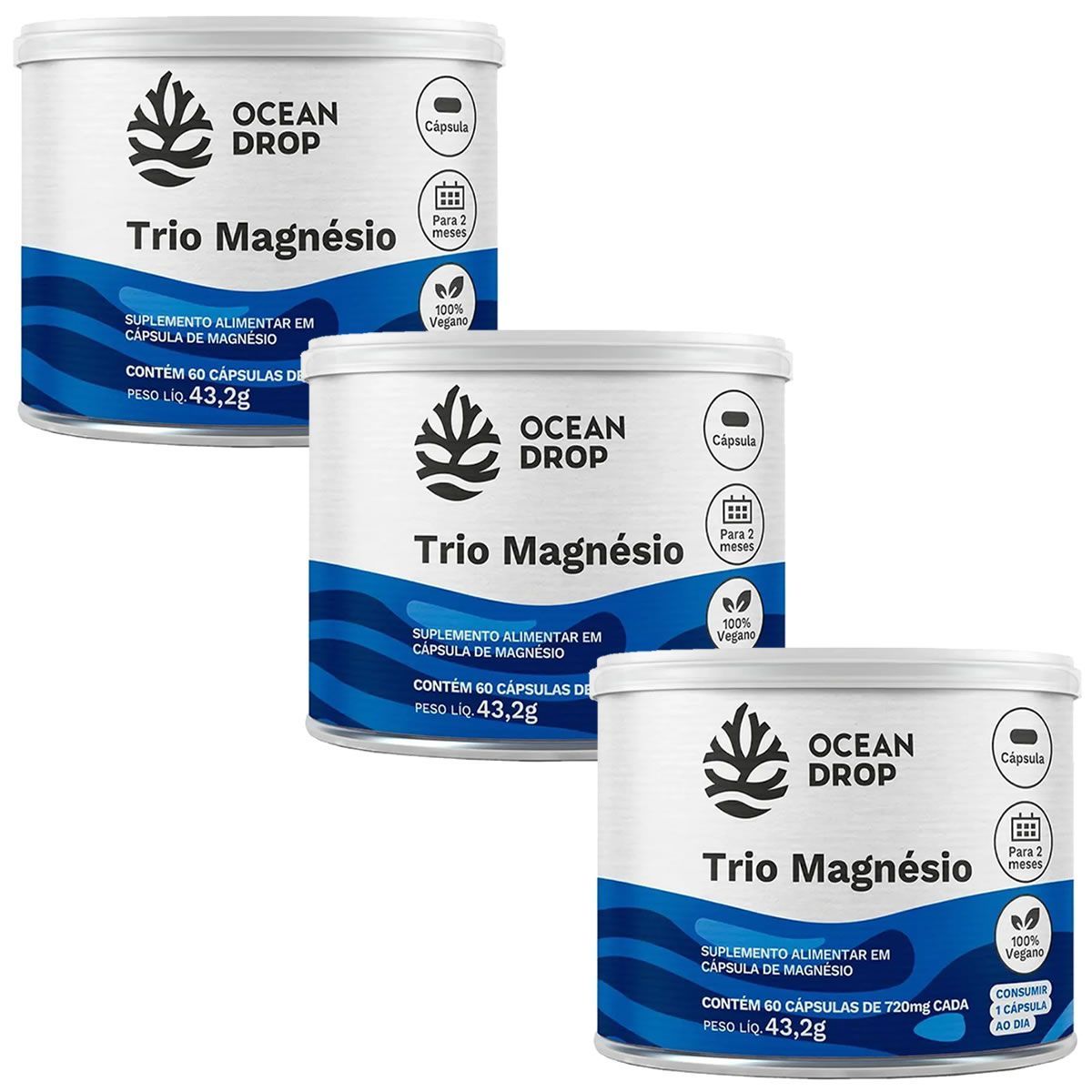 Kit 3X Trio Magnesio - 60 C�psulas - Ocean Drop