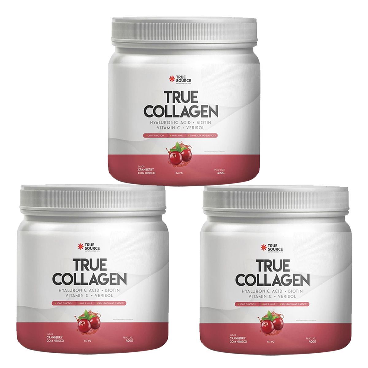 Kit 3X True Collagen - 420g Cranberry Hibisco - True Source