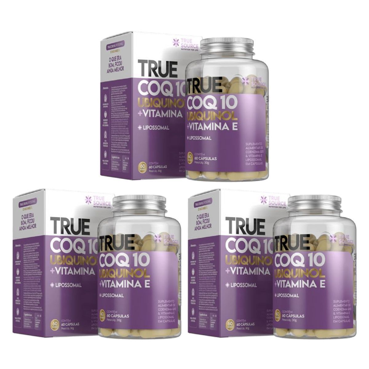 Kit 3X True Coq10 Ubiquinol Lipossomal - 60 C�psulas - True Source