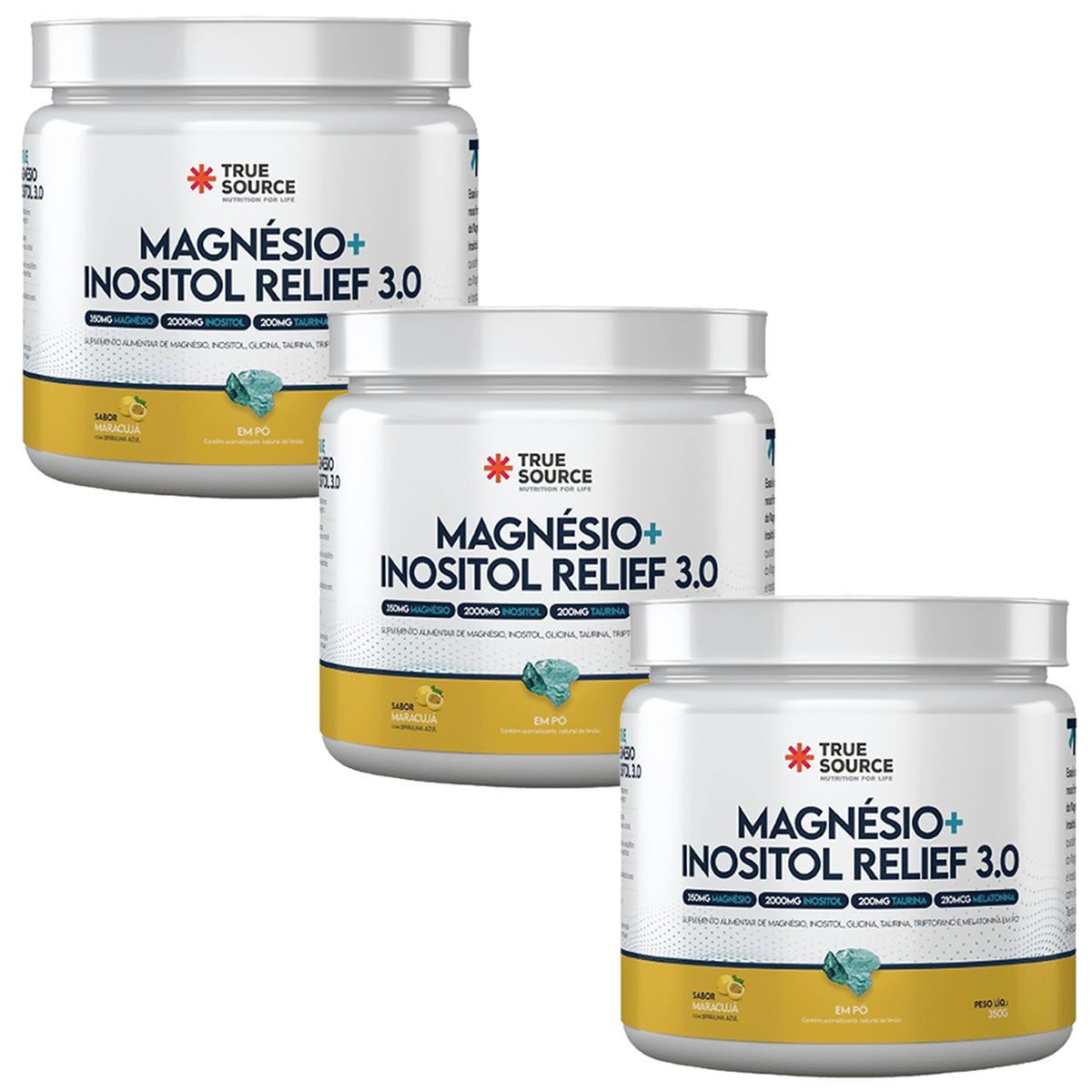 Kit 3X True Magn�sio + Inositol Relief 3.0 - 300g Maracuj� - True Source