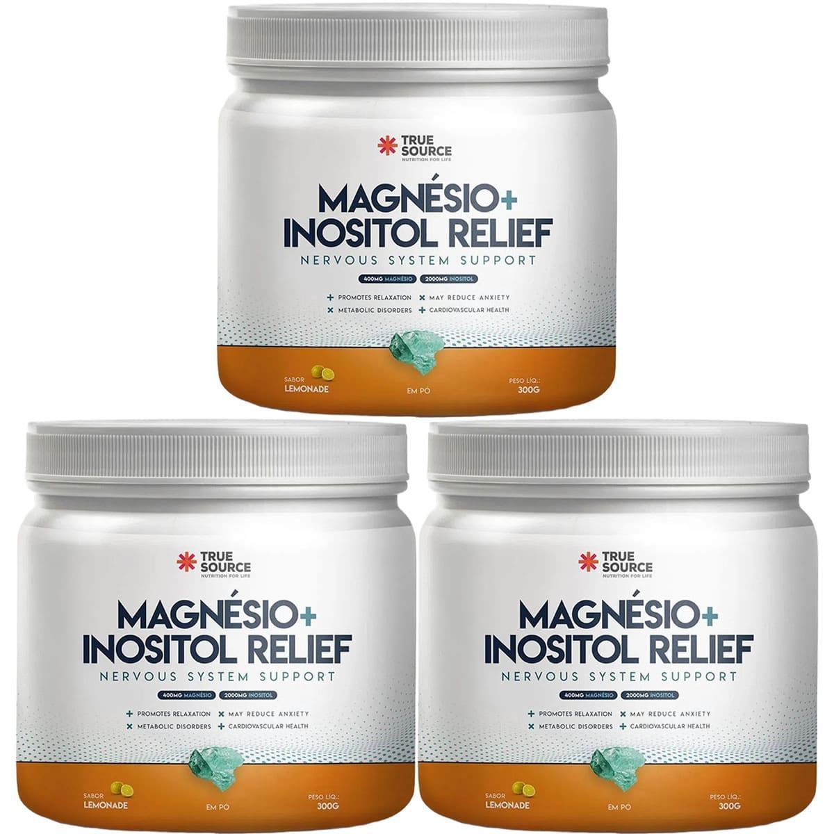 Kit 3X True Magn�sio + Inositol Relief - 300g Lim�o - True Source