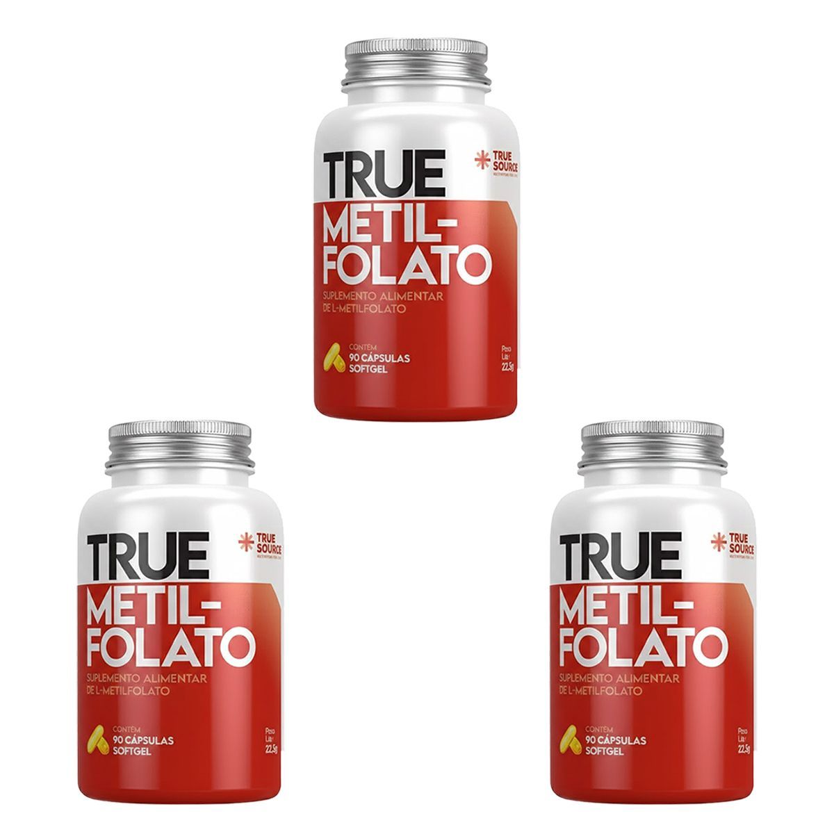 Kit 3X True Metilfolato - 90 C�psulas - True Source