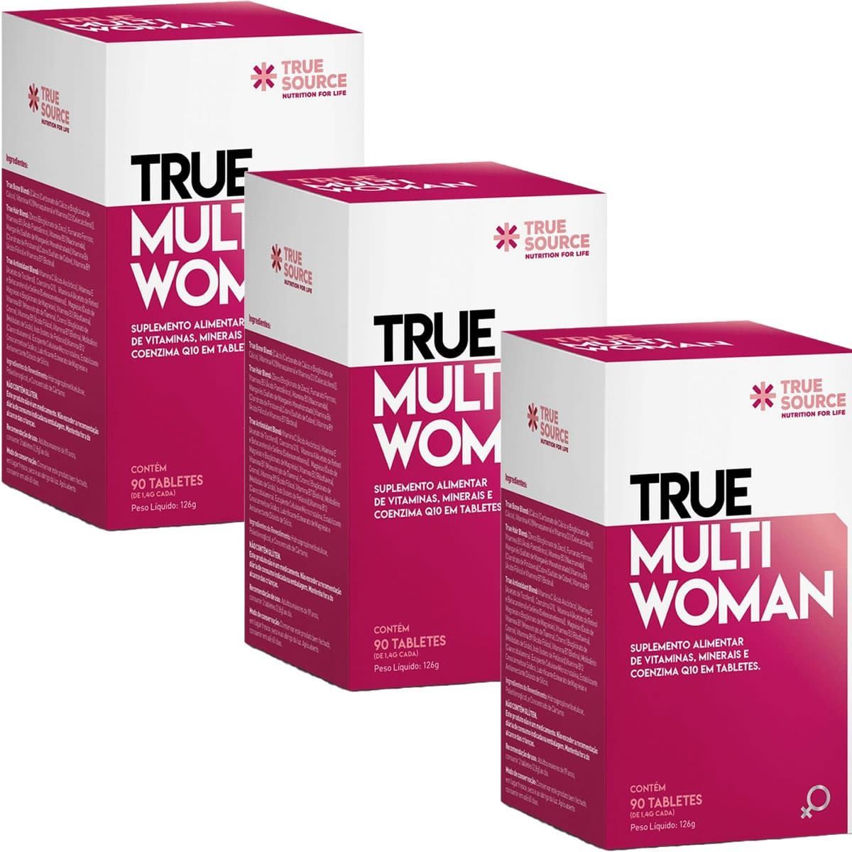 Kit 3X True Multi Woman Multivitam�nico - 90 Tabletes - true Source