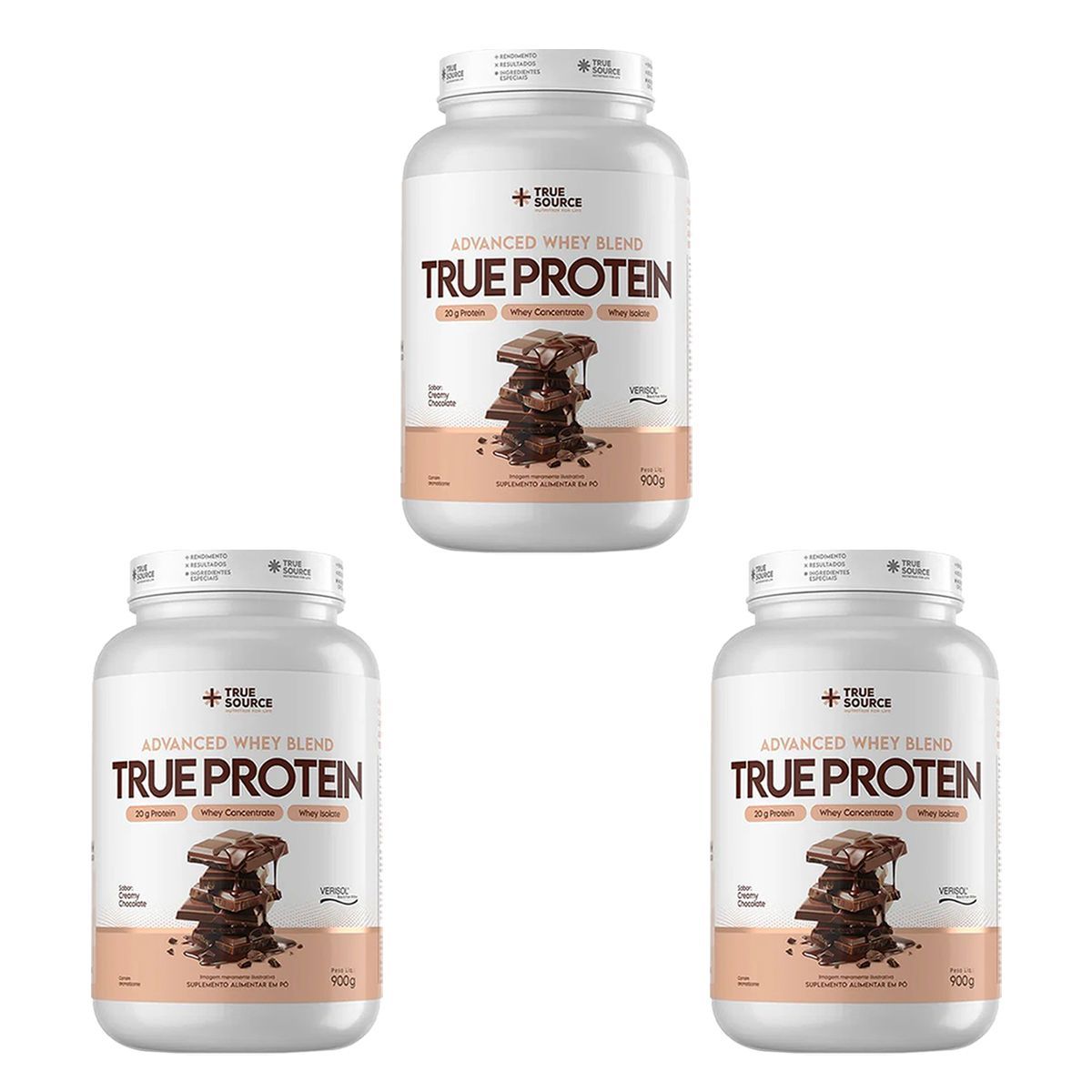 Kit 3X True Protein Advanced Whey - 900g Creamy Chocolate - True Source