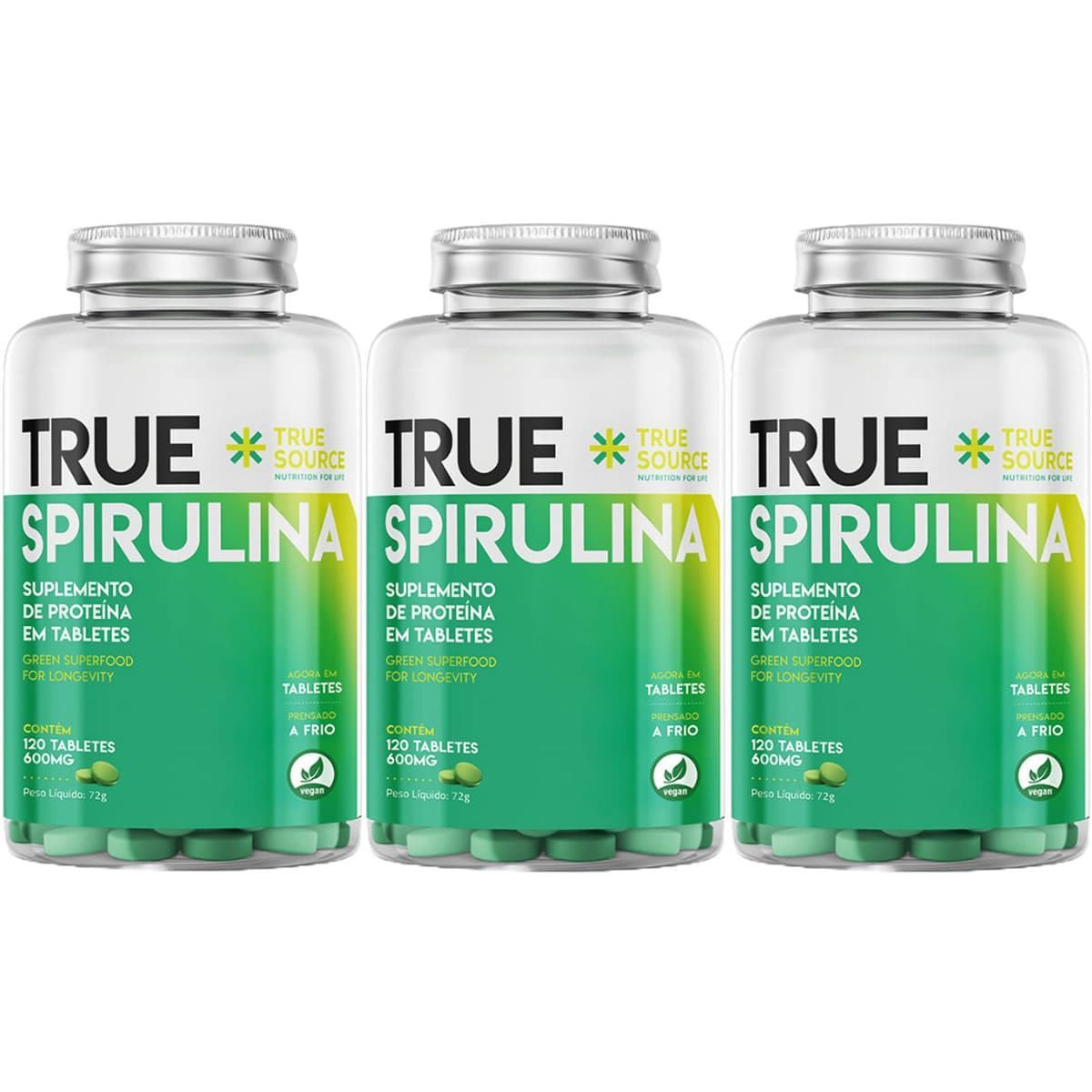 Kit 3X True Spirulina 600mg - 120 Tabletes - True Source