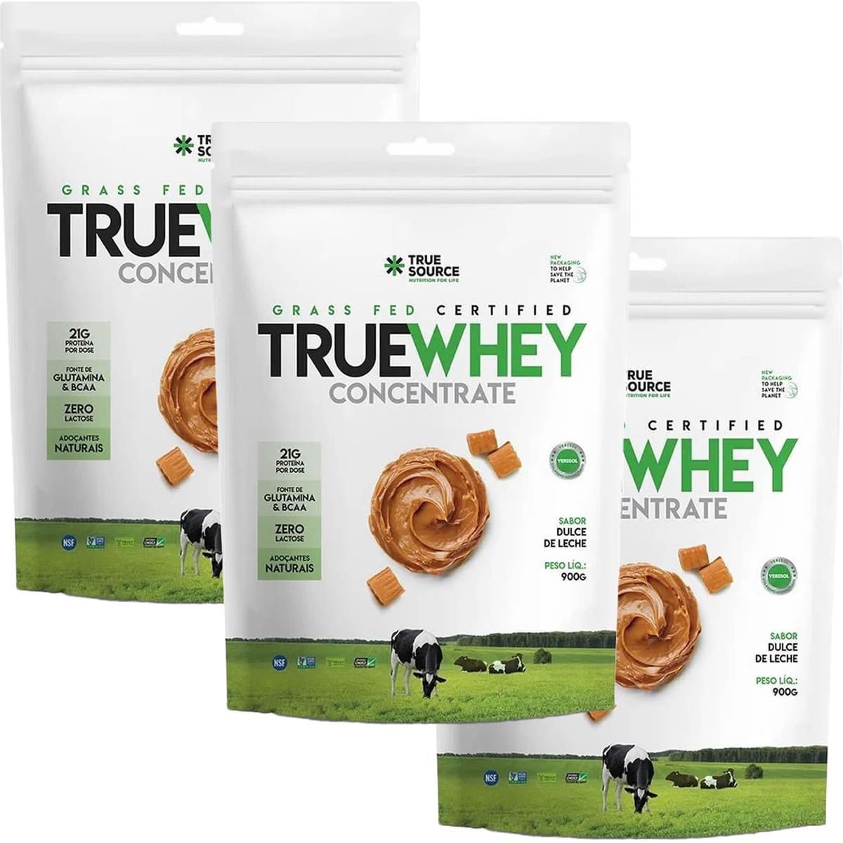Kit 3X True Whey Concentrate - 900g Refil Dulce de Leche - True Source