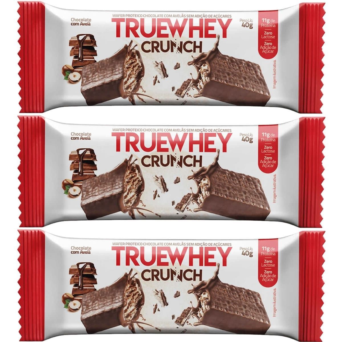 Kit 3X True Whey Crunch - 1 Unidade 40g Chocolate com Avel� - True Source