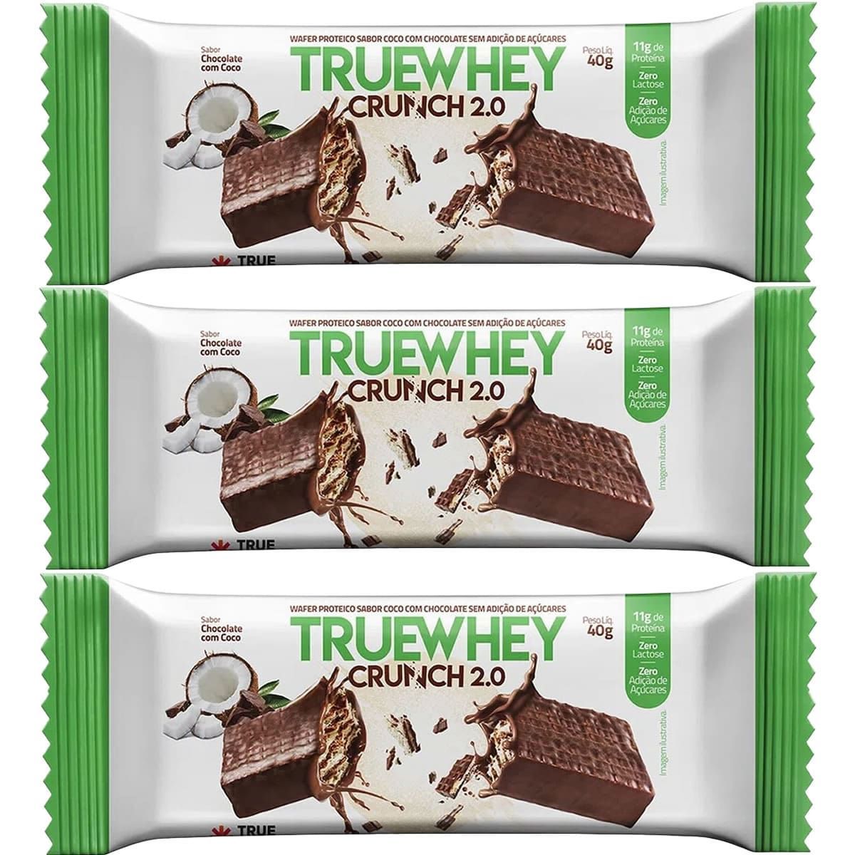 Kit 3X True Whey Crunch - 1 Unidade 40g Coco Com Chocolate - True Source