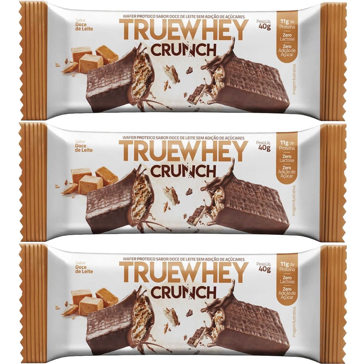Kit 3X True Whey Crunch - 1 Unidade 40g Doce de Leite - True Source
