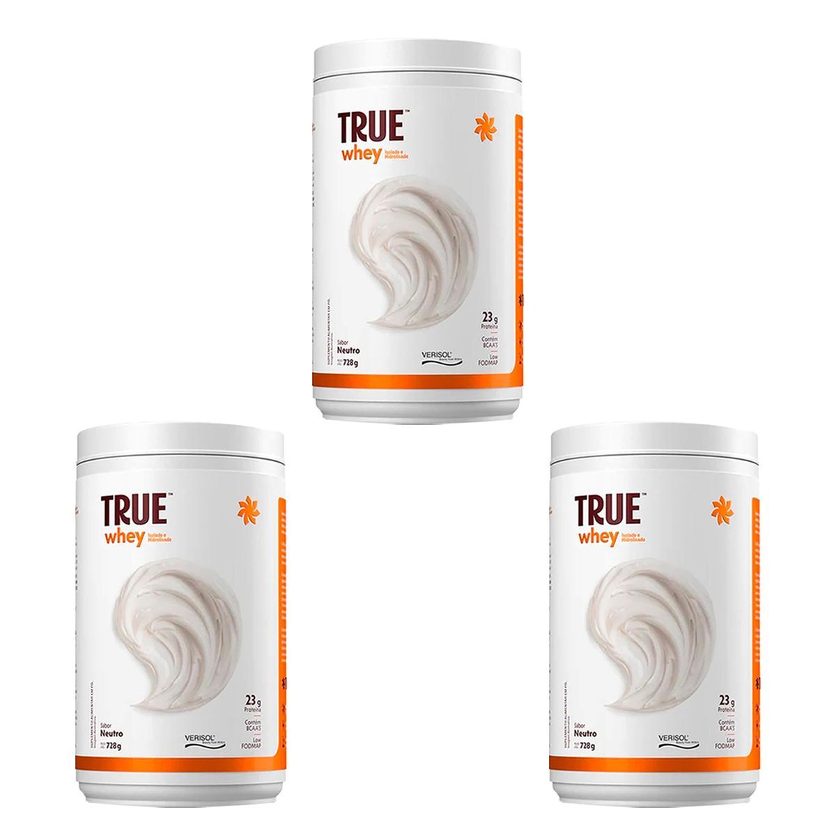 Kit 3X True Whey Protein Hidrolisado e Isolado - 728g Natural - True Source