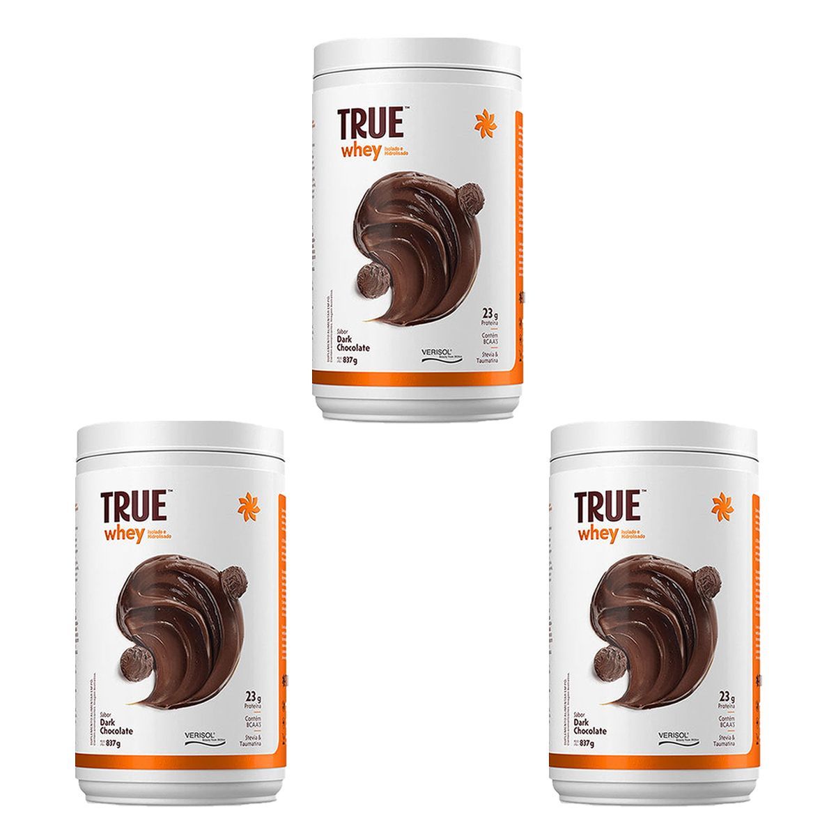 Kit 3X True Whey Protein Hidrolisado e Isolado - 837g Dark Chocolate - True Source