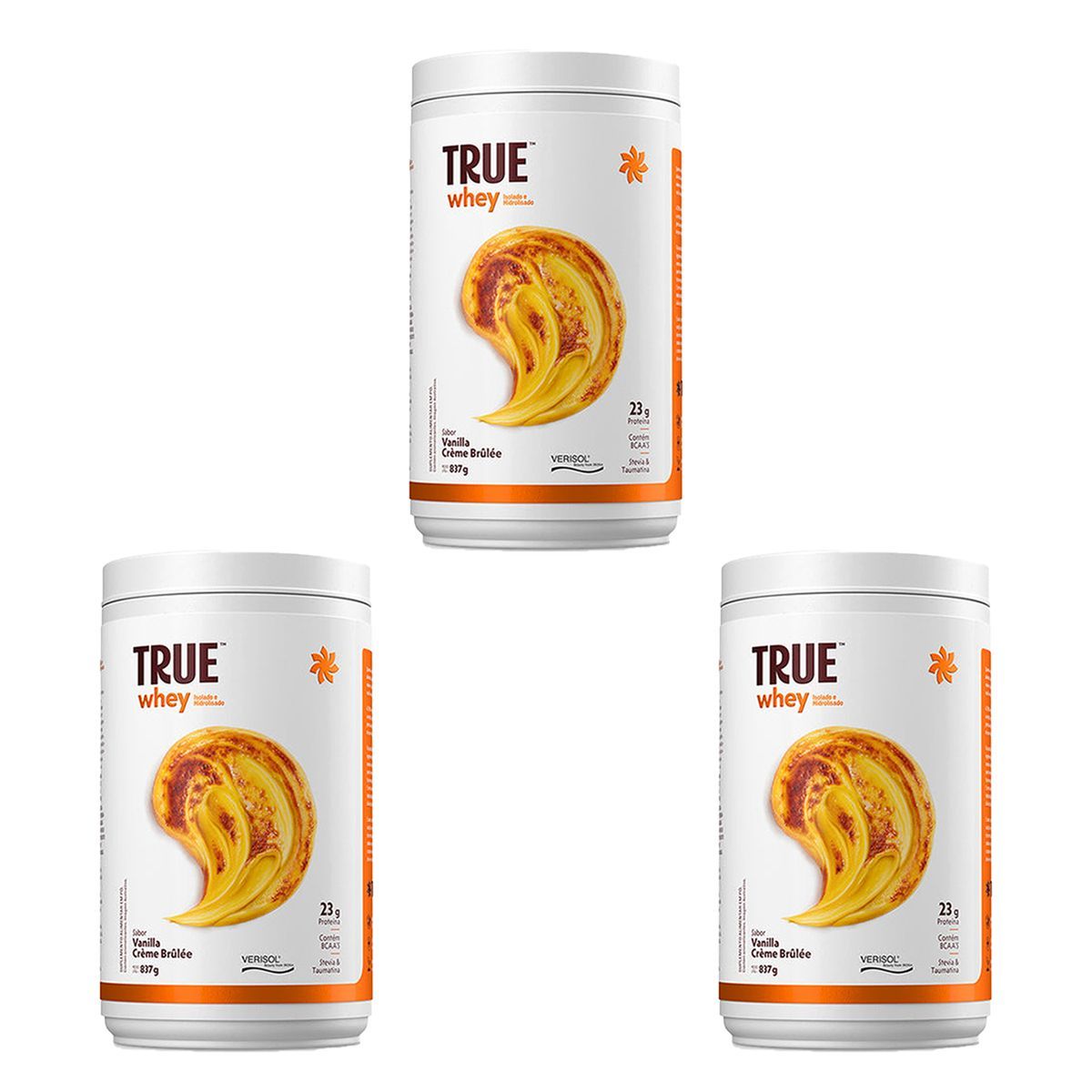 Kit 3X True Whey Protein Hidrolisado e Isolado - 837g Vanilla Cr�me Br�ll� - True Source