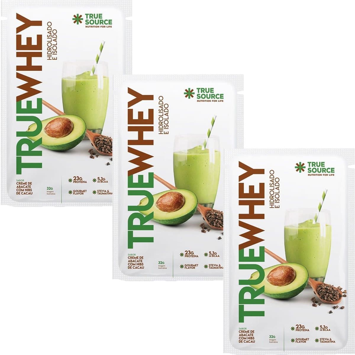 Kit 3X True Whey - Sach� 32g Creme de Abacate Com Nibs de Cacau - True Source