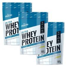 Kit 3X Ultra Whey Protein - 907g Refil Leite  - Shark Pro