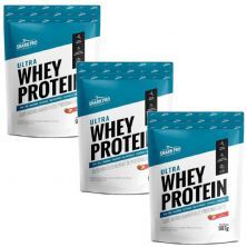 Kit 3X Ultra Whey Protein - 907g Refil Morango - Shark Pro