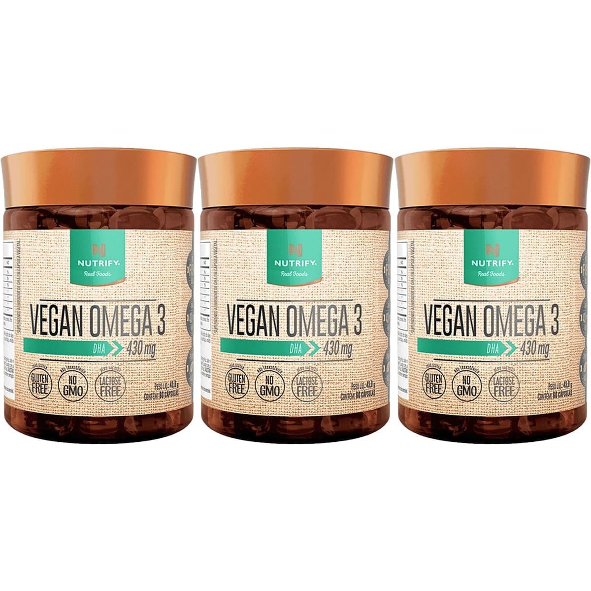 Kit 3X Vegan Omega 3 Dha 430mg - 60 C�psulas - Nutrify