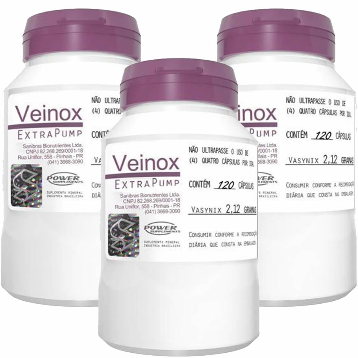 Kit 3X Veinox - 120 C�psulas - Power  Supplements