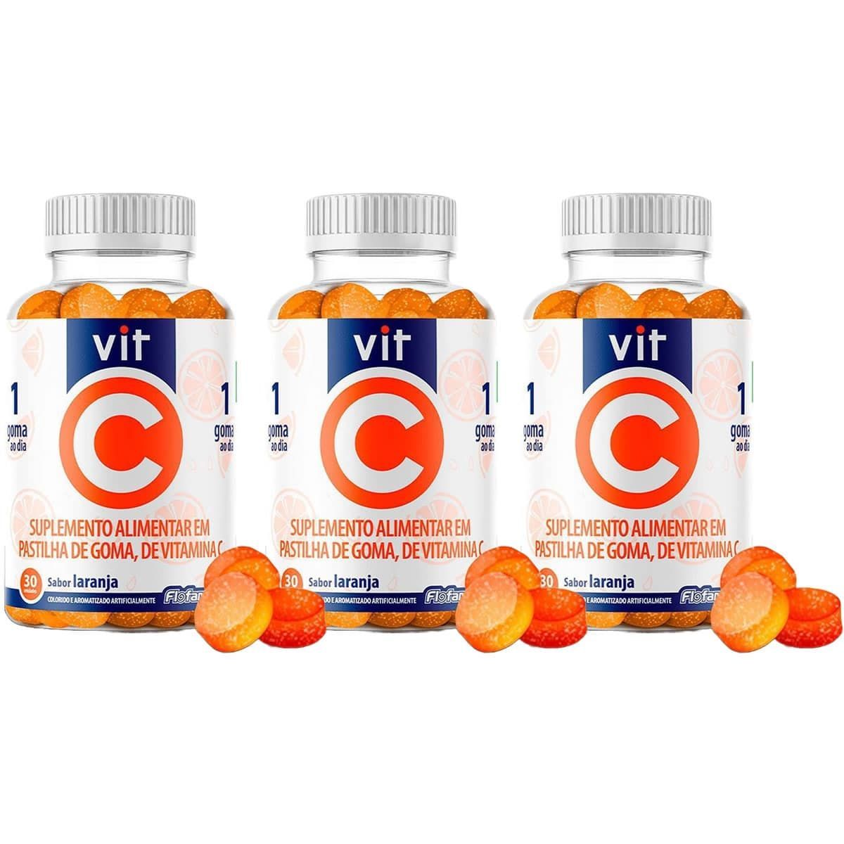 Kit 3X Vit C - 30 Gomas Laranja - Flofarma