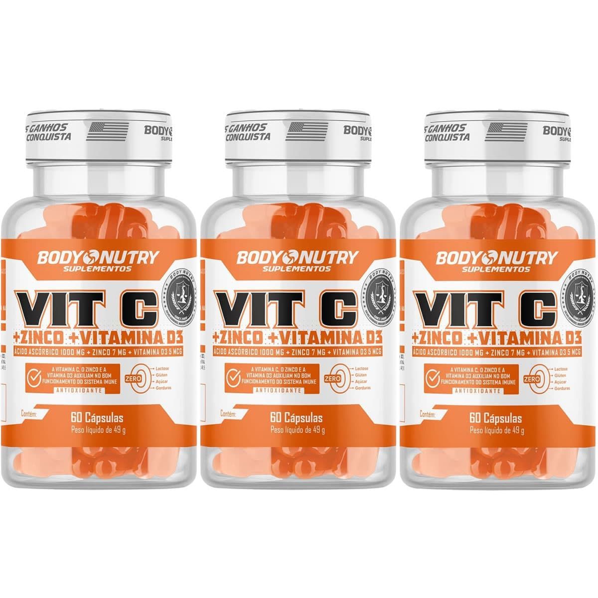 Kit 3X Vit C - 60 C�psulas - Body Nutry