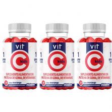 Kit 3X Vit C Kids - 30 Gomas Morango - Flofarma