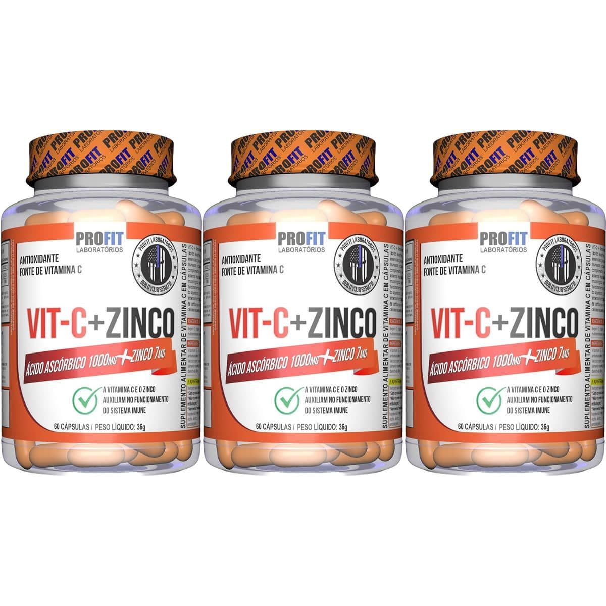 Kit 3X Vit C + Zinco - 60 C�psulas - ProFit