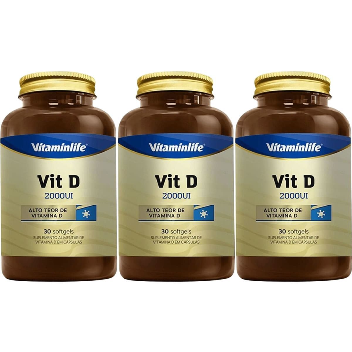 Kit 3X Vit D 2000UI - 30 Softgels - Vitaminlife