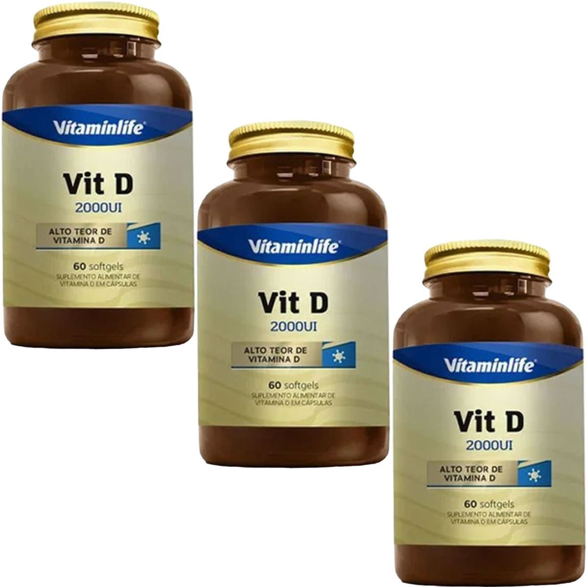 Kit 3X Vit D 2000UI - 60 Softgels - Vitaminlife