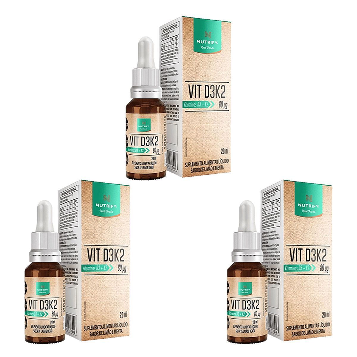 Kit 3X VIT D3K2 - 20ml Menta e Lim�o - Nutrify