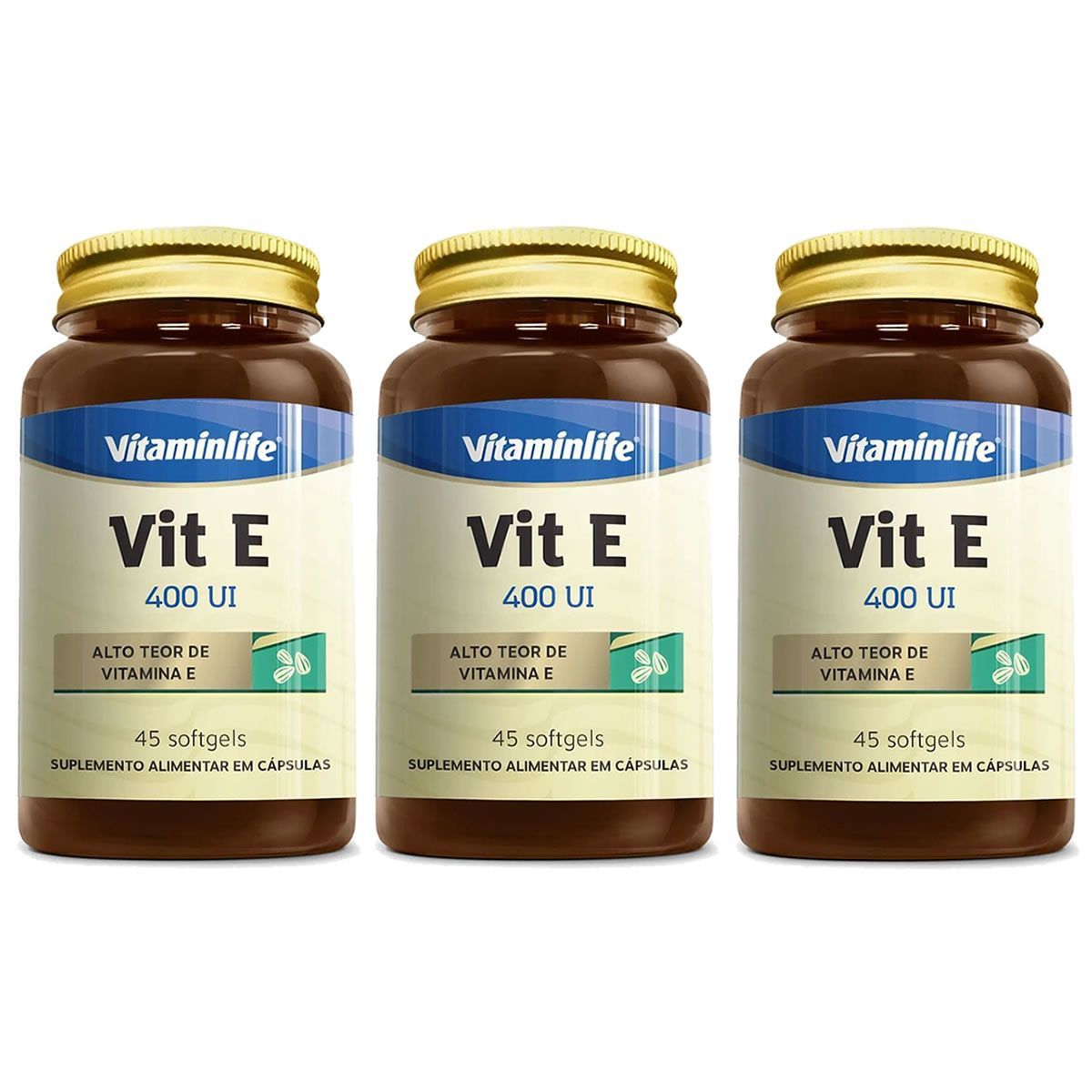 Kit 3X Vit E 400UI - 45 Softgels - Vitaminlife