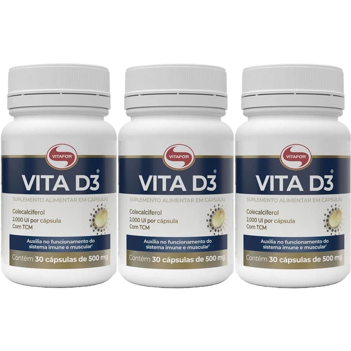 Kit 3X Vita D3 - 30 C�psulas - Vitafor