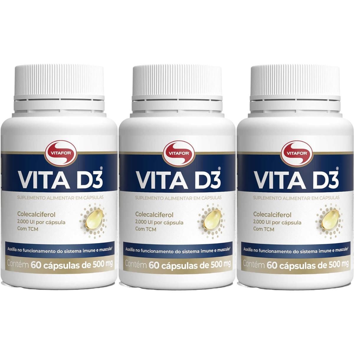 Kit 3X Vita D3 - 60 C�psulas - Vitafor