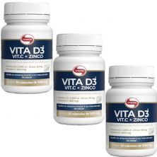 Kit 3X Vita D3 + Vit C + Zinco - 30 C�psulas - Vitafor
