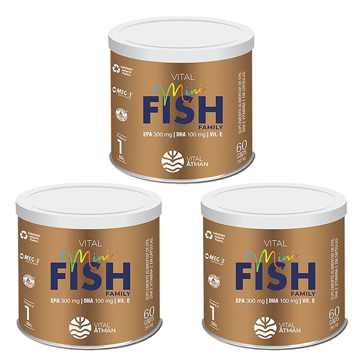 Kit 3X Vital Mini Fish - 250mg 60 C�psulas - Vital �tman