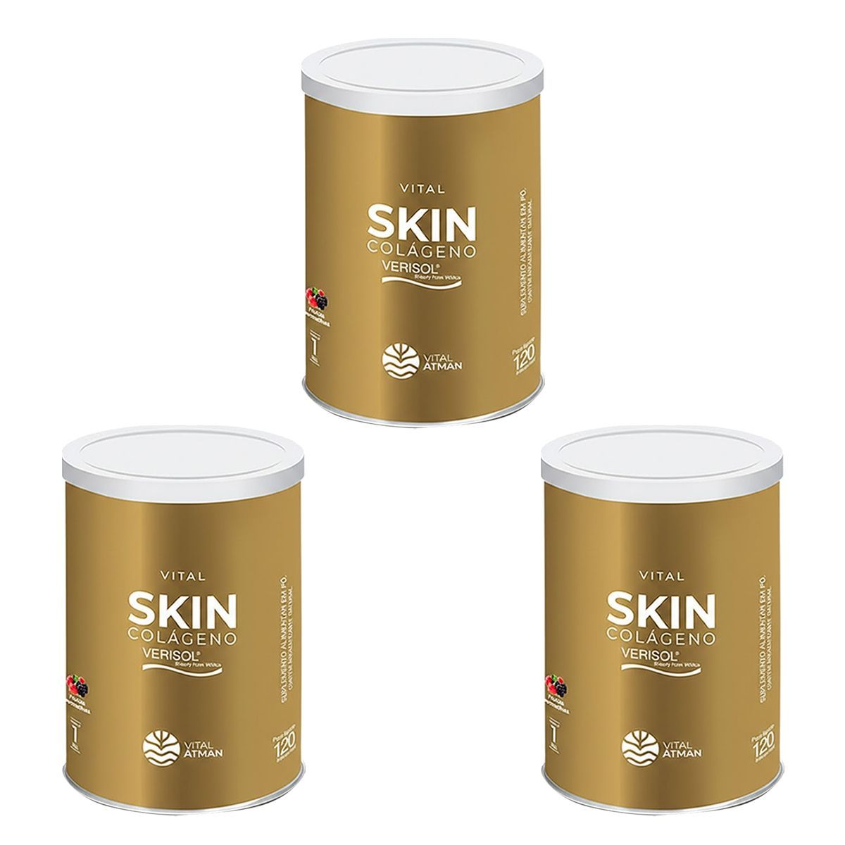 Kit 3X Vital Skin Col�geno Verisol - 120g Frutas Vermelhas - Vital �tman