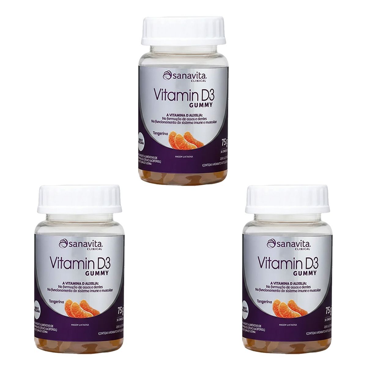 Kit 3X Vitamin D3 - 75g Tangerina - Sanavita