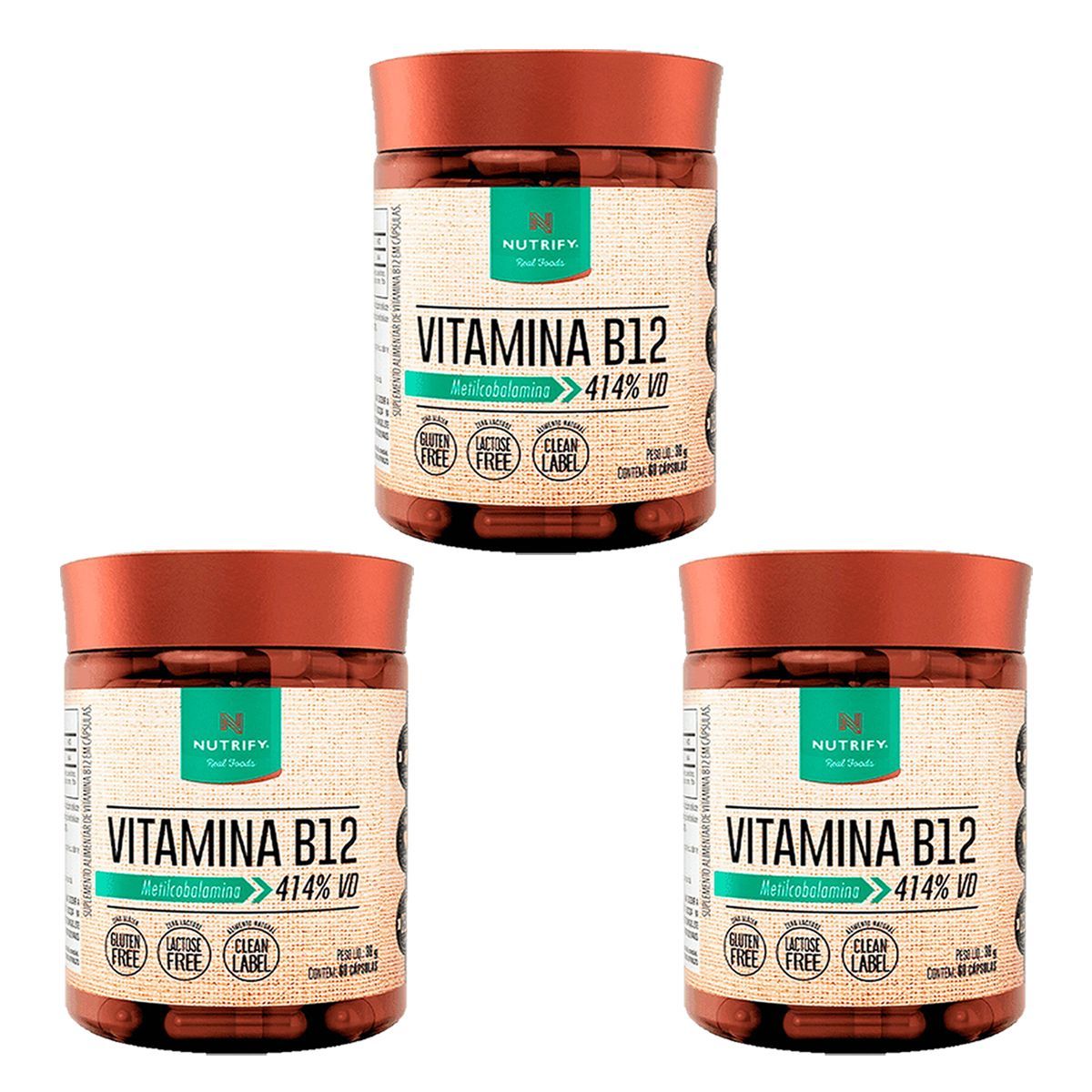 Kit 3X Vitamina B12 - 120 C�psulas - Nutrify