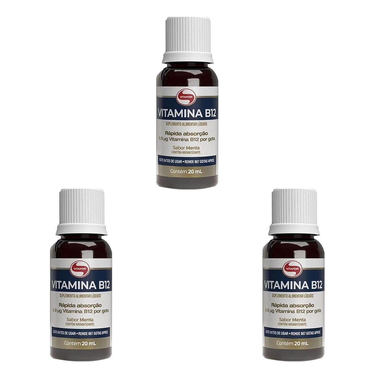 Kit 3X Vitamina B12 - 20ml Menta - Vitafor