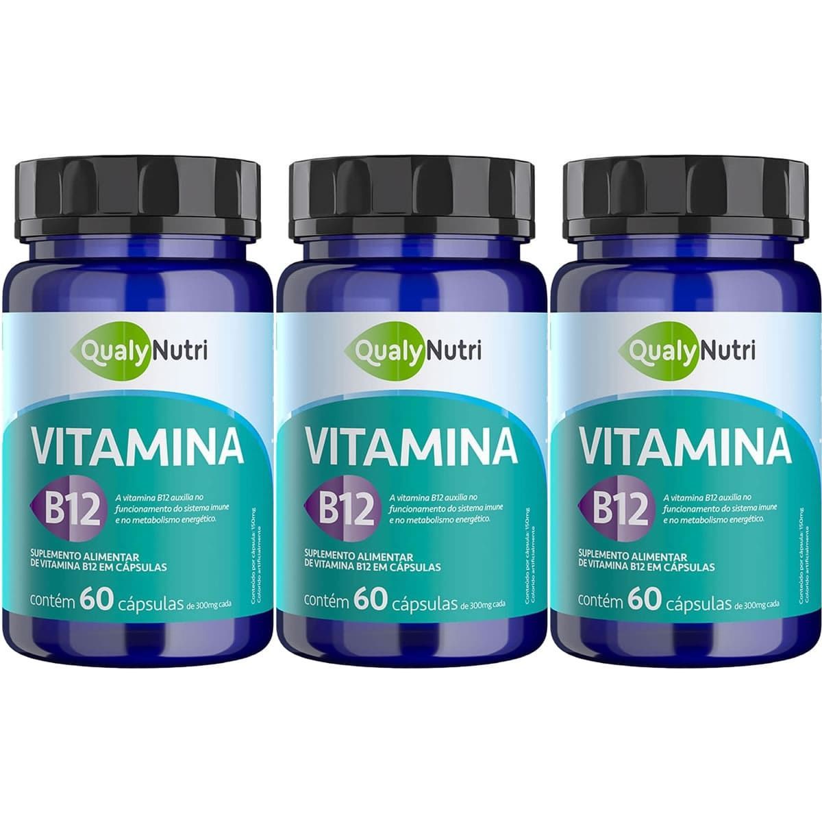 Kit 3X Vitamina B12 - 60 C�psulas - QualyNutri