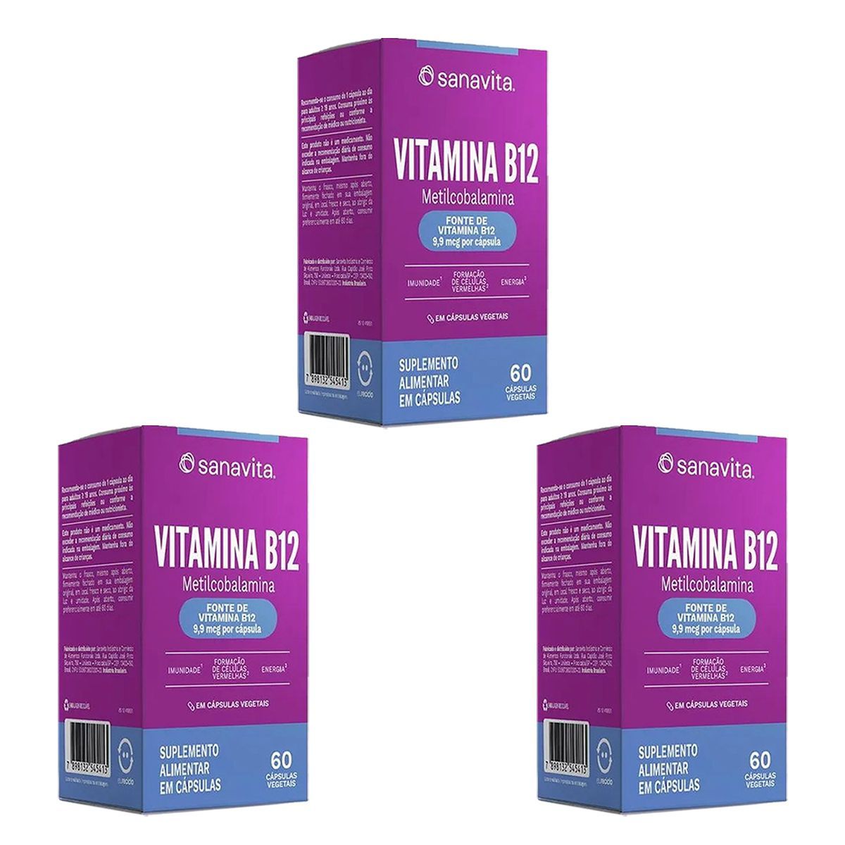 Kit 3X Vitamina B12 - 60 C�psulas - Sanavita