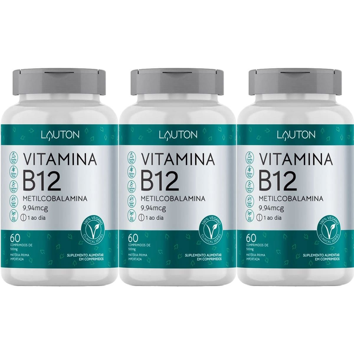 Kit 3X Vitamina B12 Metilcobalamina - 60 Comprimidos - Lauton Nutrition