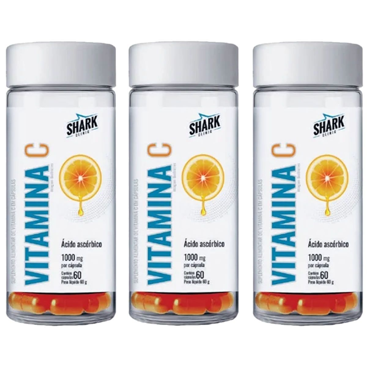 Kit 3X Vitamina C 1000mg - 60 C�psulas - Shark Pro